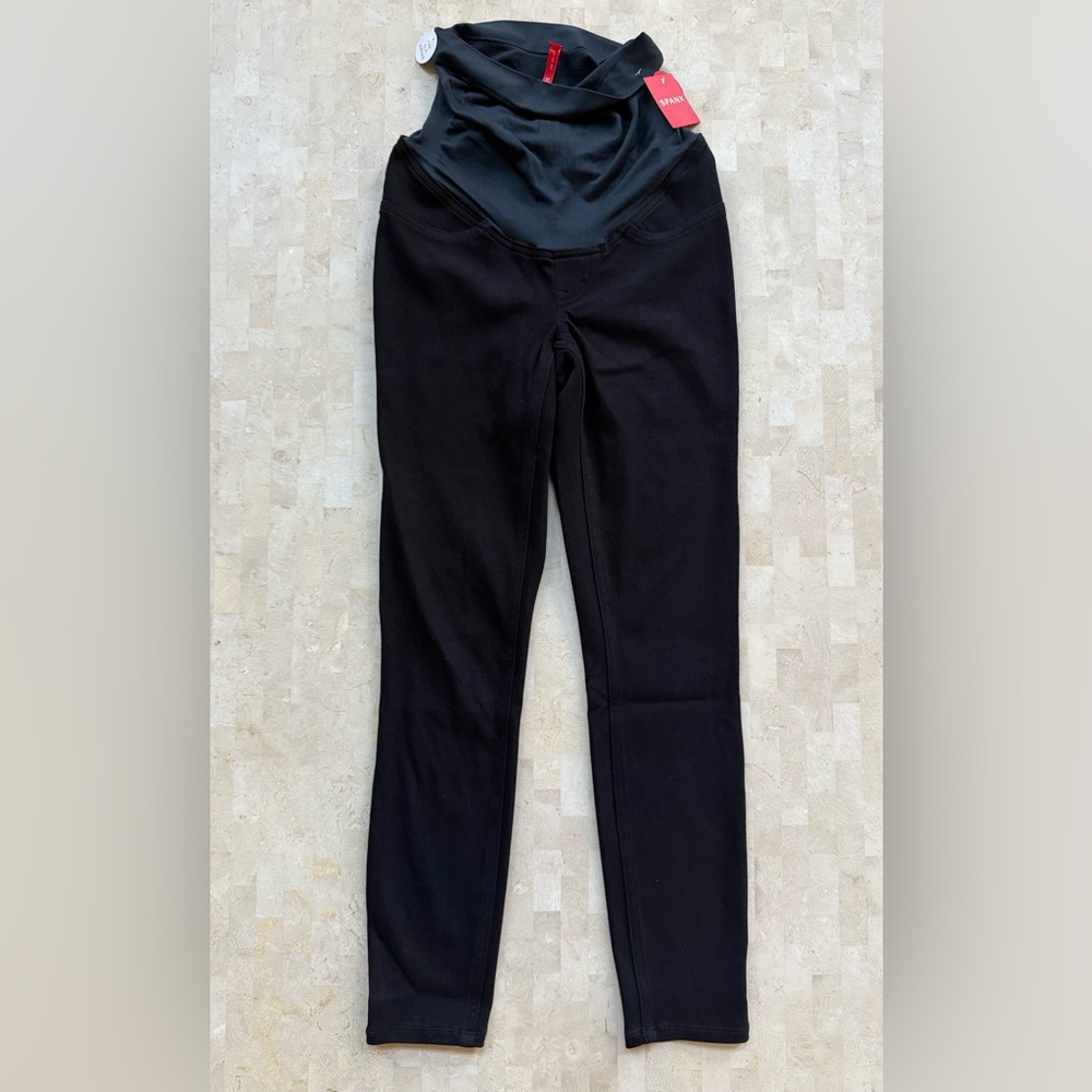 Spanx Mama Ankle Jean-ish Look Maternity Black Leggings‎ Over Belly XS NWT